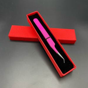 Pinzas de extensión de pestañas moradas sostenibles de 45 grados al por mayor agarre de diamante profesional de acero inoxidable con punta puntiaguda - Product Image 4