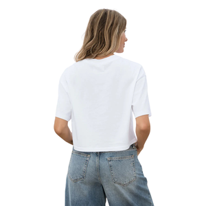 T-Shirt Bianca da Donna Oversize Crop in Cotone Organico di Lusso 100% Pre-Ristretto Certificato GOTS Premium Durevole Vestibilità Comoda - Product Image 6