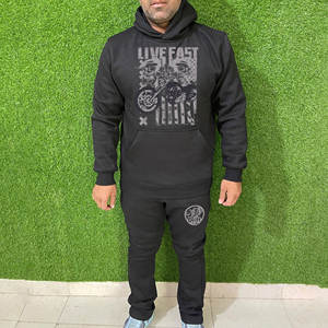 Conjunto de chándal sólido de invierno para hombre, ropa deportiva informal, Sudadera con capucha, Joggers, conjunto atlético de 2 piezas, gimnasio, correr, 100% algodón - Product Image 1