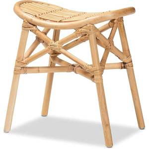 Reposapiés de ratán natural bohemio moderno Elgon, herramienta de torneado hecha a mano - Product Image 2