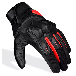 Guantes de moto de cuero negro y rojo Guantes deportivos de motorista de turismo - Product Image 2