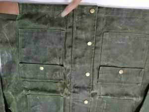 Toile huile cire hommes vestes vert olive multi-poches perlée toile vêtements de travail veste solide Vintage aventure Style toile veste - Product Image 6