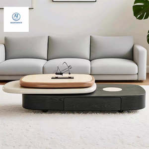 Modern Multi-Level Designer Metal <b>Coffee</b> <b>Table</b> Set Durable MDF Wood Style <b>Rotating</b> Living Room Furniture for Home Use - Product Image 5