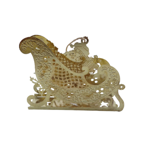 Trineo de hierro decorativo para Festival, adorno colgante chapado en oro, adorno de Papá Noel, accesorios de decoración navideña a granel - Product Image 1
