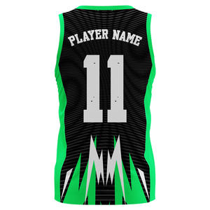 Ensemble de maillot de basket-ball réversible sans manches personnalisé de haute qualité, à séchage rapide, en maille respirante, avec impression lumineuse et antibactérienne - Product Image 5