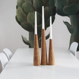 Portavelas vintage de madera maciza con linternas y tarros para decoración de escritorio del hogar y bodas - Product Image 1