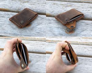 Tarjetero de crédito y de identificación de cuero Crazy Horse de alta calidad, billetera genuina personalizable de fábrica de estilo vintage y minimalista Delgado - Product Image 2