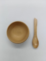 Masque de mélange facial rond écologique, ensemble de bols en bois naturel de plage à vapeur avec cuillère pour les soins de la peau, fabrication indienne originale