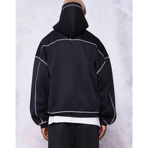 Wholesale Bulk Winter Embroidered <b>Zipper</b> <b>Sweatshirt</b> Custom Men Oversized Hoodies Plus Size Casual with Custom Logo High Quality - Product Image 3