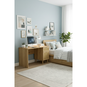 โต๊ะทำงานไม้ซาร์โมบีสมัยใหม่พร้อมลิ้นชัก โต๊ะเขียนหนังสือสำนักงานที่บ้าน บารู โต๊ะคอมพิวเตอร์ วัสดุปาร์ติเคิลบอร์ด เฟอร์นิเจอร์เวิร์กสเตชั่น พีวีซี - Product Image 4