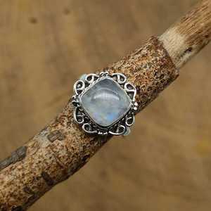 Meilleur prix bague de mariage en argent sterling 925 8mm pierre de lune pierre précieuse coussin forme cabochon coupe lunette ensemble fêtes anniversaires - Product Image 4