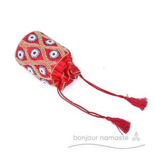 Borsa Fusion con marsupio artigianale realizzata a mano | Borsa artigianale tradizionale e moderna con perline ricamata | Malocchio-protezione-Charm Design - Product Image 2