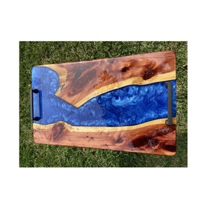 Bandeja de madera y resina epoxi hecha a mano, bandeja de madera de Acacia y resina de alta calidad con mango de Metal a precio asequible - Product Image 6