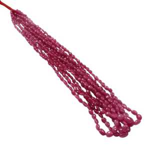 Burma rubino perline ovali lisce naturali sciolte pietre preziose filo per collana bracciale creazione di gioielli all'ingrosso perline fornitore India - Product Image 5