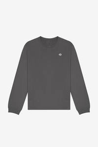 Factory Made Unisex Washed Cotton Single Jersey Crew Neck Long <b>Sleeve</b> T Shirt in Charcoal Color for Private Label Programs - Product Image 5