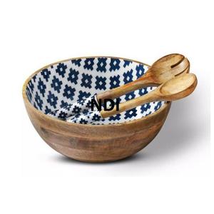 Tazón profundo de madera de mango de gran tamaño con acabado esmaltado, tazón para servir frutas secas de alta calidad, uso de catering, tazón de madera maciza - Product Image 1