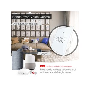 ZigBee สวิตช์ติดผนังอัจฉริยะพร้อมปุ่มสัมผัส3ปุ่มพร้อมแผงกระจกคริสตัล Tuya แอปสีขาว503กล่องสีขาว- - Product Image 4