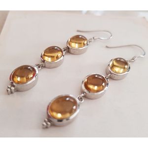 ชาห์ เจมส์ต่างหูคริสตัลซิทรินธรรมชาติสำหรับผู้หญิง เงินแท้ 925 - Product Image 2