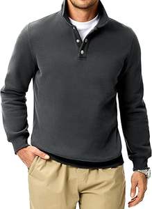 Sudadera de Punto para Hombre, Manga Larga, Cuello Camisero con Botones, Corte Regular, Color Sólido, para Invierno, Diseño Digital - Product Image 4