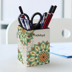 Tradebyd Premium Wooden Enamel Printed Customized <b>Pen</b> <b>Holder</b> Artistic Desk Organizer for Office Home - Product Image 3