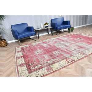 Tapis turc vintage 5,8 x 9,2 pieds, grand tapis, tapis à motifs floraux rouges - Product Image 2