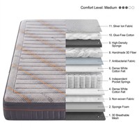 Matelas orthopédique durable à ressorts ensachés haute élasticité, absorption silencieuse des chocs, double face, souple et ferme