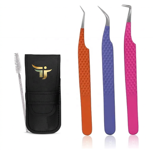 Pinces en titane plasma Dolphin en forme de L pour isolation classique et volume russe, outils de précision en acier inoxydable pour extensions de cils - Product Image 1