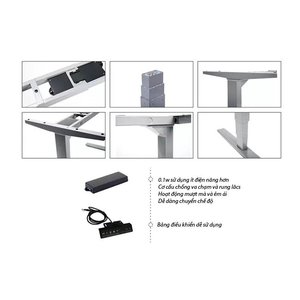 Contemporary Metal <b>Electric</b> Height-Adjustable 4-Pin <b>Table</b> Base for 2-Person <b>Table</b>-Office & Bedroom Use - Product Image 2