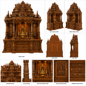 Mueble de Almacenamiento para el Hogar, Estilo Indio del Sur, de Madera de Teca, Duradero, Tipo Dev Ghar Gopuram, para Pooja Mandir - Product Image 6