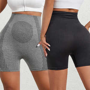Short de Yoga solide respirant taille haute avec logo personnalisé en tissu doux au beurre avec poches à séchage rapide et anti-odeur taille XL XXL - Product Image 1