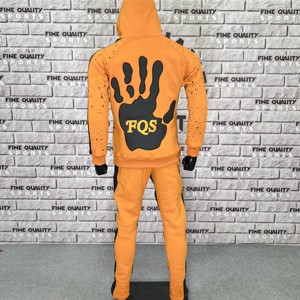 Combinaisons de survêtement entièrement imprimées pour hommes, ensembles 2 pièces personnalisés OEM, veste de survêtement d'hiver, pantalon, impression d'écran directe en usine, impression personnalisée solide à capuche - Product Image 3