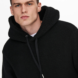 Vente en gros d'usine Sweat à capuche en sherpa pour homme décontracté 360gsm Hiver Polyester/Coton Coupe-vent Sweat à capuche en sherpa brodé pour homme - Product Image 5