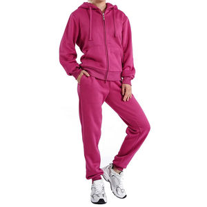 Conjunto Deportivo Casual de Invierno para Mujer con Chaqueta de Manga Larga con Cremallera y Pantalones, Lavado Ácido, Alta Calidad, 100% Algodón, Diseño 2 en 1 - Product Image 3