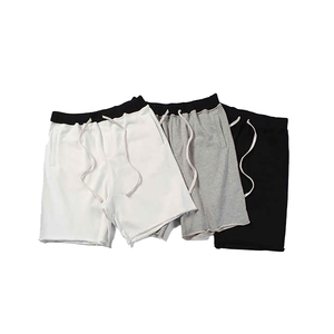 Pantalones cortos de gimnasio para hombre de algodón 100% French Terry, bolsillos para correr con cordón de alta calidad, cordón gráfico corto, respetuoso con el medio ambiente - Product Image 1