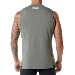 Camiseta sin mangas cómoda hecha a medida para hombre, servicio OEM, transpirable, precio al por mayor, camisetas sin mangas para hombre de colores sólidos - Product Image 3