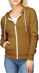 Sweat à capuche zippé personnalisé pour femme en polaire écologique, coupe ample unie, manches longues, poche kangourou, épaules tombantes, broderie - Product Image 4