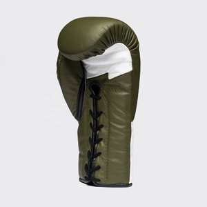 Guantes de Boxeo Muay Thai Personalizados FLY Verde/Blanco con Cordones, Guantes Profesionales de Kickboxing para Gimnasio, Venta al Por Mayor OEM - Product Image 3