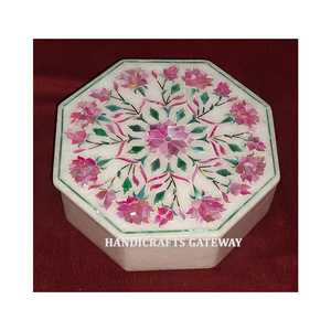 La plupart des boîtes à bijoux de créateurs et le prix budgétaire personnalisent la forme rose nacre incrustation boîtes à bijoux boîte en marbre blanc naturel - Product Image 1