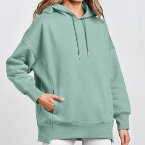 Nouvelle Arrivée Pull à Capuche Décontracté en Coton Tricoté 100% pour Femme Automne/Hiver, Tendance, Manches Longues, Coupe Oversize, Imprimé Uni avec Logo Avant - Product Image 2