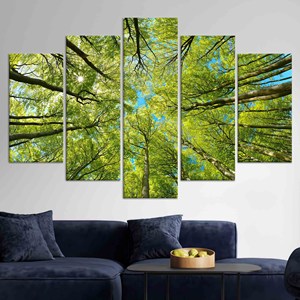 Tableau imprimé sur toile : Décoration murale élégante avec motif d'arbre, lot de 5 toiles assorties - Product Image 1