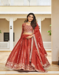 Moderno doble Jari bordado secuencia trabajo Lehenga Choli mujeres mejor precio indio pakistaní boda fiesta desgaste hecho de seda - Product Image 1