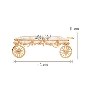 Plateau chariot rectangulaire en laiton massif doré cristal - Product Image 2