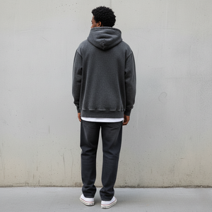 เสื้อฮู้ดดี้ลำลองคุณภาพสูง ผ้าฝ้าย 100% หนานุ่ม ทรงโอเวอร์ไซส์ ซิปหน้า ล้างสีแบบ Acid Wash  รับสกรีนโลโก้ตามสั่ง - Product Image 4