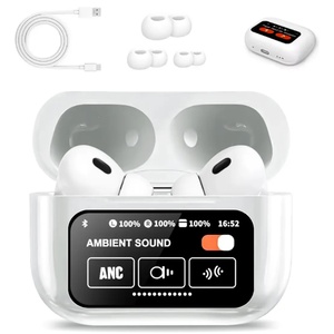 Auriculares Intrauditivos Bluetooth 5.4, Blancos, con Reducción de Ruido, Pantalla a Color, Cancelación de Ruido, Micrófono Integrado - Product Image 1