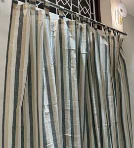 Rideaux en coton faits à la main écologiques - Personnalisables, à œillets tissés, design classique pour hôtel, café et décoration intérieure - Product Image 2