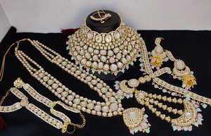 TRADITIONAL & FANCY ANTIQUE DESIGNER BRIDAL <b>JEWELLERY</b> GOLD PLATED and CZ ZIRCON BRIDAL WEDDING NECKLACE <b>SET</b> and FORWOMEN & <b>GIRL</b> - Product Image 3