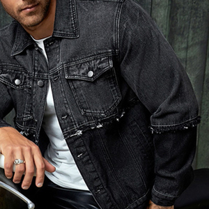 แจ็คเก็ตยีนส์ผู้ชายทรงหลวมสไตล์สตรีทสีเทา ไซส์ใหญ่พิเศษ - Product Image 6