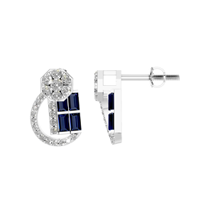 Boucles d'oreilles florales de luxe 950 Platinum Lab Grown Diamond Baguette Cut IGI Certified Trendy Fine Jewelry for Mariages Parties - Product Image 2