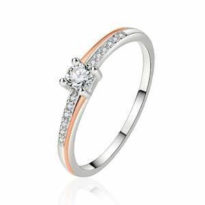 แหวนสัญญาเงินแท้สองสีประดับเพชรซิร์คอนสำหรับวันครบรอบจาก Jeulia - Product Image 2