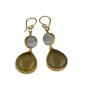 ต่างหูห้อยหินเคลือบทองเครื่องประดับแฟนซีมีสีสวยหินสังเคราะห์สำหรับผู้หญิงและเด็กผู้หญิง - Product Image 2